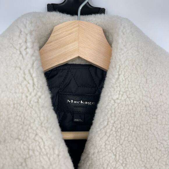 MACKAGE | Black Lambskin Leather Shearling Moto Aviator Jacket XXS - Picture 4 of 16